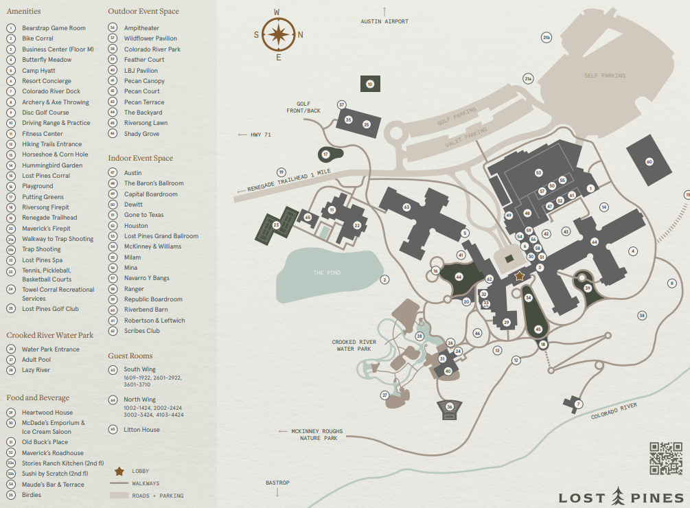 Hyatt Regency Lost Pines Map